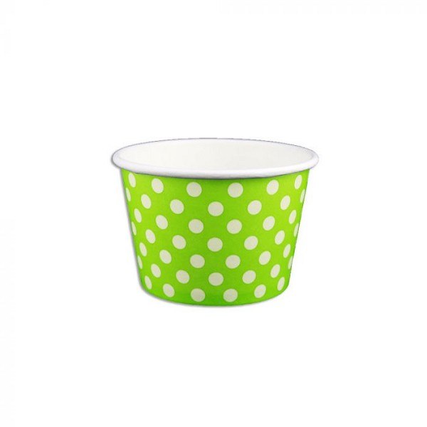 YoCup Paper Sundae Cup 8oz (Green Polka Dot) - 1000/CASE