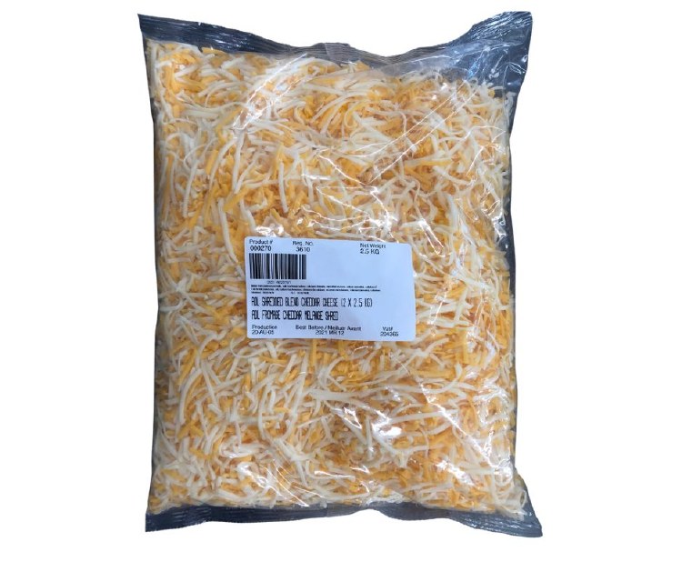 Refridgerated Product - Cheese - Bulk Shred BLEND ADL - 2.5kg (000268)(000270)(2) - Sold By Bag