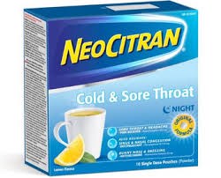 Neo Citran Cold & Sore Throat - Night - Lemon 10's - (12) Sold By Box (47351/5009)