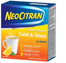 Neo Citran Extra Strength Cold & Sinus Lemon - Night -10's (12) Sold By Box (05103)