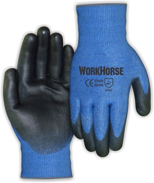 Bin #48 - Workhorse Synthetic Cut Resistant Glove (level 5) Yellow Trim- sold by pair MED 13hdp