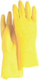 Bin #57 - McCordic Flock Lined Yellow Household Gloves - Medium - Sold By Pair (12)-(90102)