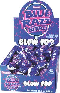 Charms Blue Razz berry Blow Pop's - 48/box - (12) Sold By Box(53887)