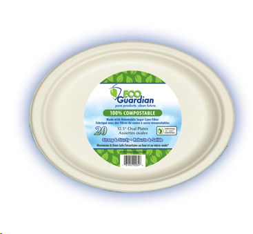 Eco Guardian Compostable 12.5" Oval Plates - 20/PKG (12) (00034)