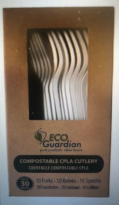 Eco Guardian Compostable Assorted Cutlery - 30pc (10/Fork, 10/Knife, 10/Spoon) - SOLD BY PKG - (12) (00110)