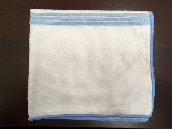 White Microfiber Cloth Bar/Table Ribbed On One Side - Sold By Each (Maintenance Pro Microfibre Cloth/White with Blue stripe around edge) (10)