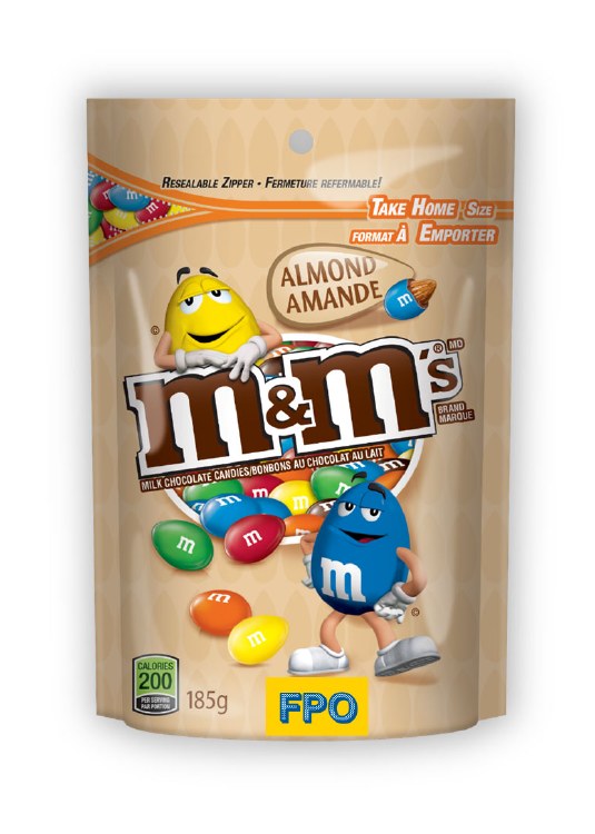 M&M Stand Up Pouch Almond -185g - (15)(44267)