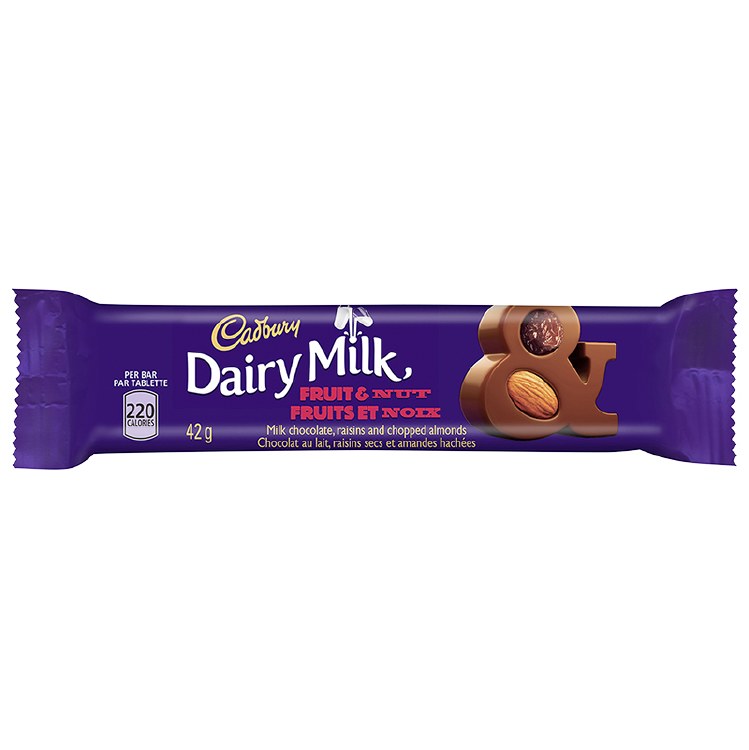 Cadbury  Dairy Milk Fruit & Nut Reg Single Bar - 24/BOX (12) (01324)