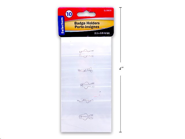 Plastic Badge Holders 2.1 x 3.5" With Pin & Blank Inserts 10PKG (24) (58608)