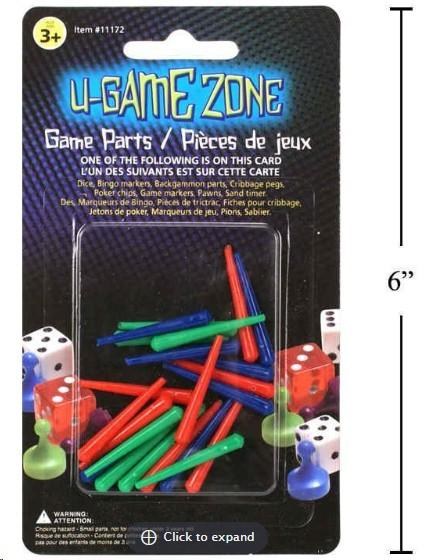 U-Game Zone 1.25" Cribbage Pegs - 22/PKG (36) (11172)