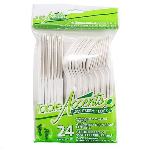 Table Accent Heavy Duty Disposable Assorted Cutlery - 24/PKG - (90708)