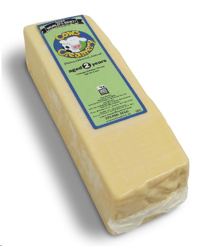 Cows Creamery 2 YEAR Old Cheddar BAR -BIG Block sold by KG (1) (2.5kg)