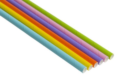 Compostable Straw 8" mixed color solid - 250/bag (9) - (Sold By bag/250) - (03259)