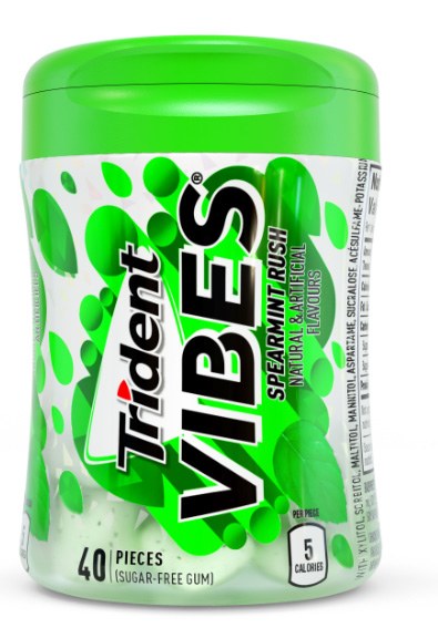 Trident Vibes Spearmint Rush Bottle - 6/PACK 40pc (4) (01461)