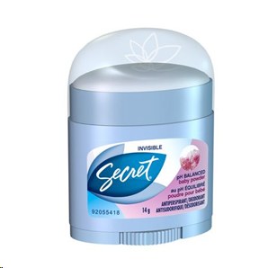 Secret Invisible Solid Baby Powder Antiperspirant Deodorant TRIAL 14g (Sold By Each) - (00188) (24)