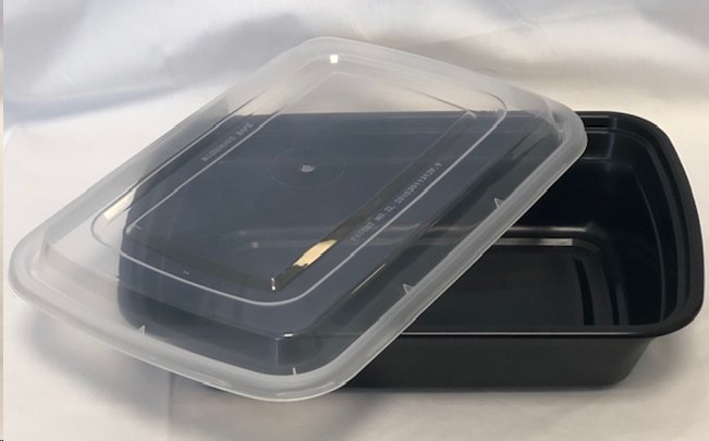 PCM Plastic Container 38oz Rectangle White Bottom Clear Top - T-38 - 150 sets/case (93824) (293817)