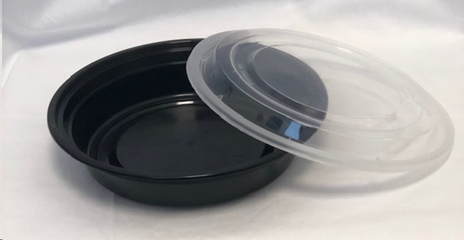 PCM Plastic Container 24oz Round White Bottom Clear Top - RC-24 - 150 sets/case (52421) (52414)