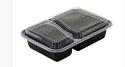 PCM Plastic Container 32oz Rectangle White Bottom Clear Top - 2-compartment DT-32 - 150 sets/case (93214)