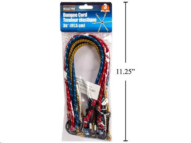 Bungee Cord w/Ring 3pc 36" (Sold By Pkg)(83249)(24)