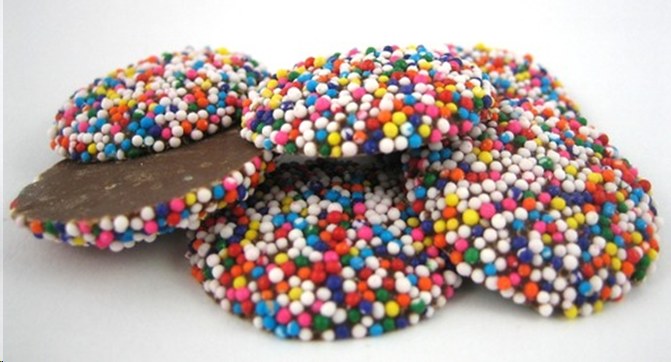 Chocolate Rainbow NonPareil Wafers (Yummies) - 10 kg (32908)(3401-10k)