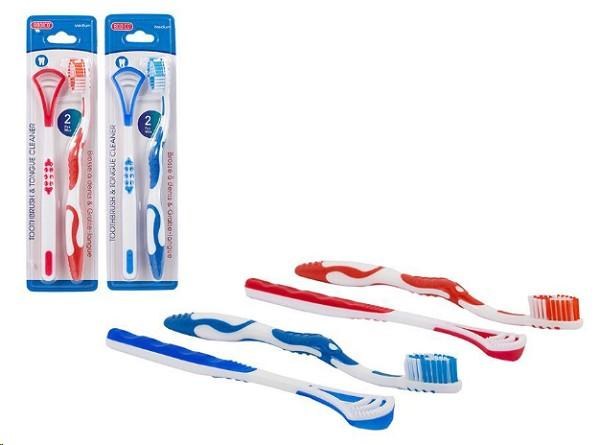 Bodico, Toothbrush and Tongue Cleaner, medium, bc (12) (74931)