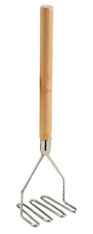 Potato Masher Square 4.5" Wooden Handle 17-3/4" - Sold by each (80396)(12)