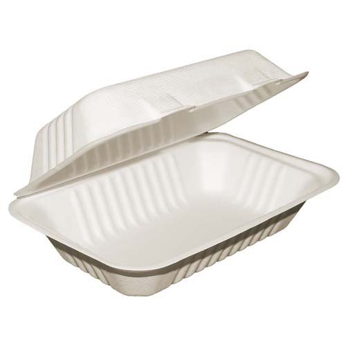 Kays 9 x 6 x 3 Compostable Hinge FST1 Hoagie Clamshell - 250/cs (180044) (HP-BAG-9CLM6-C) (00897)