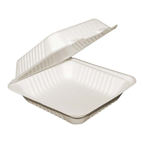 Kays 8 x 8 x 3 Compostable Hinge Clamshell - FST2 - 200/CS - SOLD BY CASE - (1) (79000002)