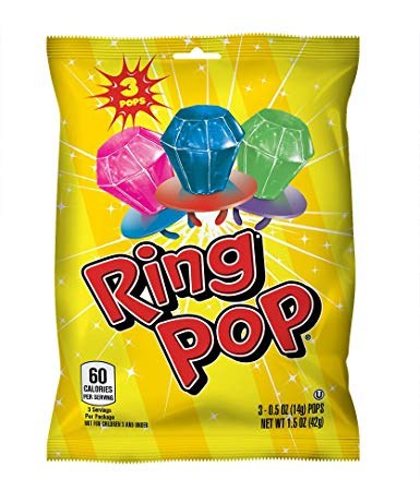 Ring Pop Fruit 3ct Peg Bag- 10G (36) (02300)