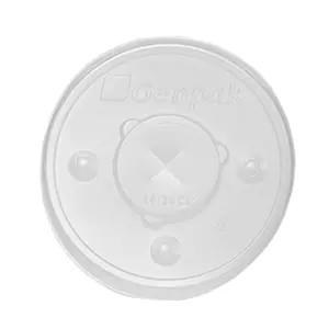 Genpak Flat Lid w/Straw Hole, PET (For Paper Cold Cup Swirl Design 12/16/20oz) - 100/SLV - (10) (70412) (1620CL)