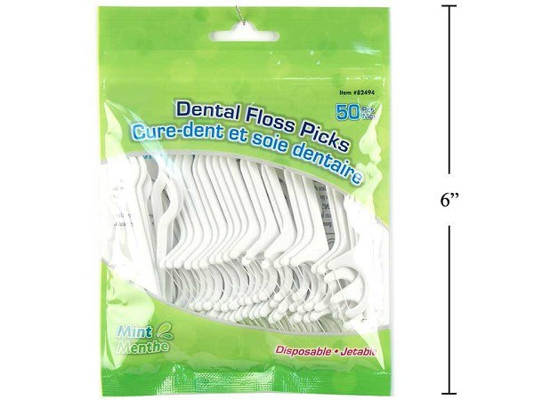 Bodico Dental Floss Pick w/Mint 50 pc - (12) (82494)