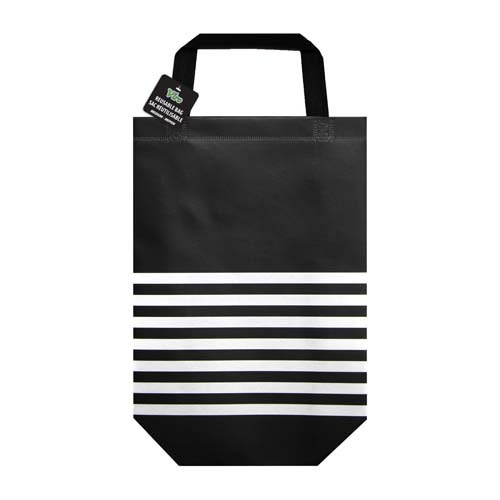 Black/White Stripe Reusable Bag MEDIUM - sold by each (96)(91153)