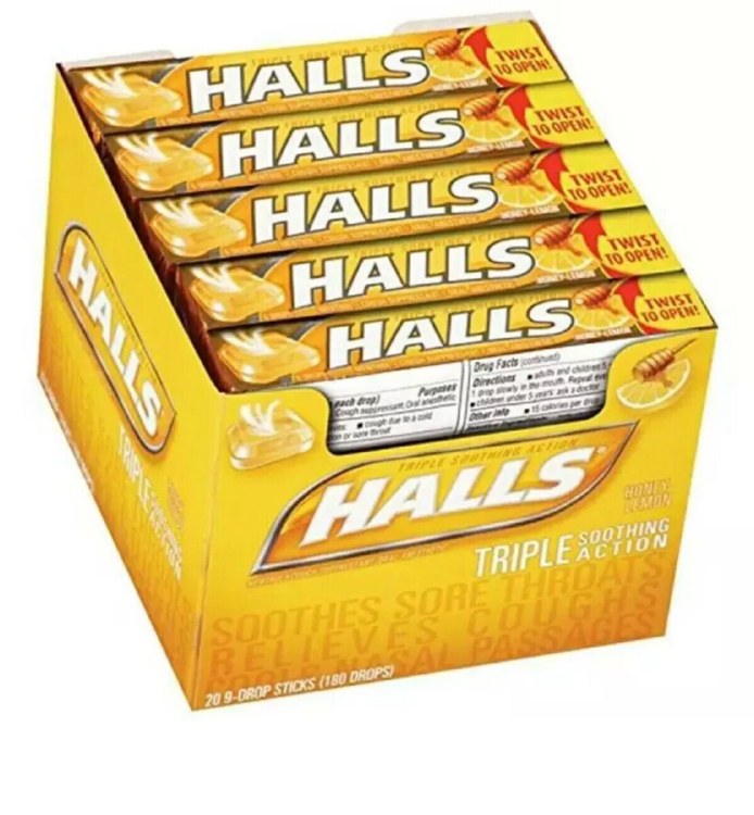 Halls Tablet honey Lemon - 20/BOX (24) (62837) (05080)