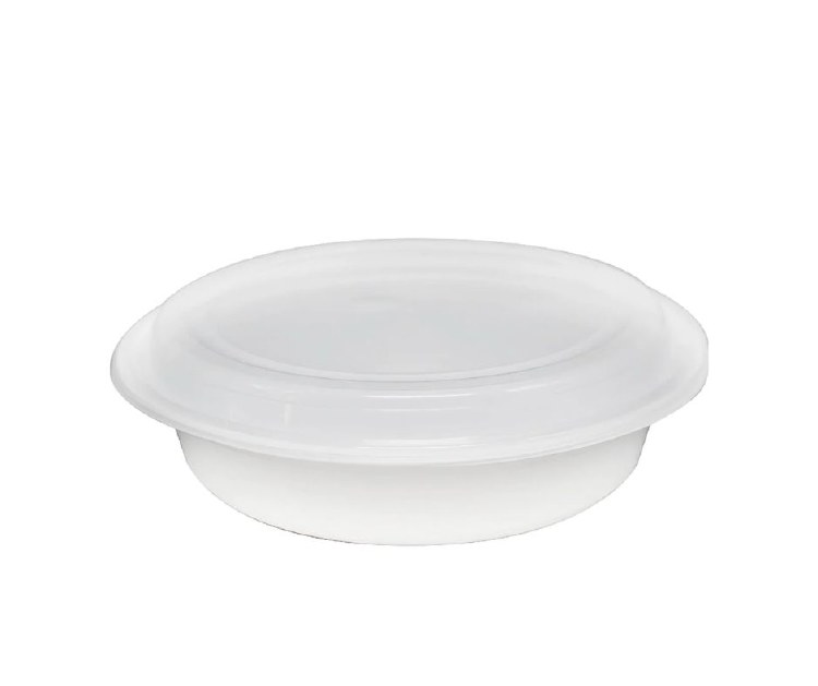 Chef Elite Plastic Container 48oz Round White Bottom Clear Top - T-48 - 150 sets/case (91610)