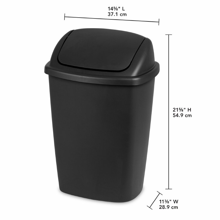 Waste Garbage Basket can 28 Litre Swing Top- Black (10689)