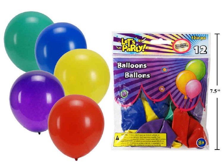 12" Printed Balloons "Let's Party" - 12/PKG (12) (60301) (03011)