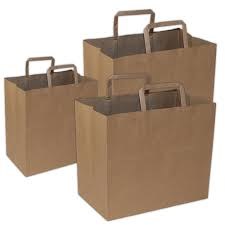 Kraft Paper Bag with Flat Handles 15 x 7.1 x 13 - 250/case - (Sold By Case) (91382)