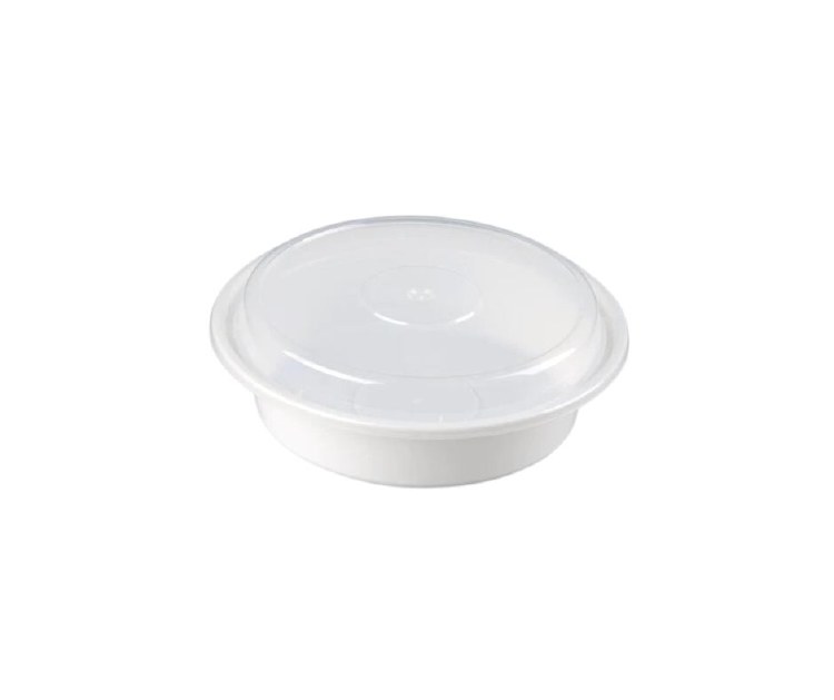 Chef Elite Plastic Container 32oz Round White Bottom Clear Top -RC-32 - 150 sets/case (91609)