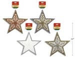 Star Ornament 4 Ass 2 tone glitter 3D( 25880)