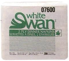 Napkin - Dinner White Swan 2 ply - 200/Pkg (12) (07600)