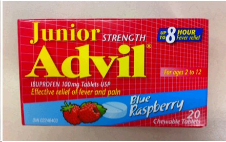 Advil Junior  Strength Chewable Tab. Blue Raspberry - 20/BOX (36) (00620)