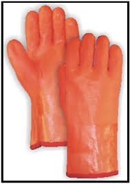 WORKHORSE SAFETY ORANGE PVC COATED GLOVE, FLEECE LINED, ONE SIZE - BIN #73 (00139)