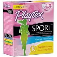 Playtex Sport Tampons REG Unscented Plastic applicator - 18/BOX (12)(08109)