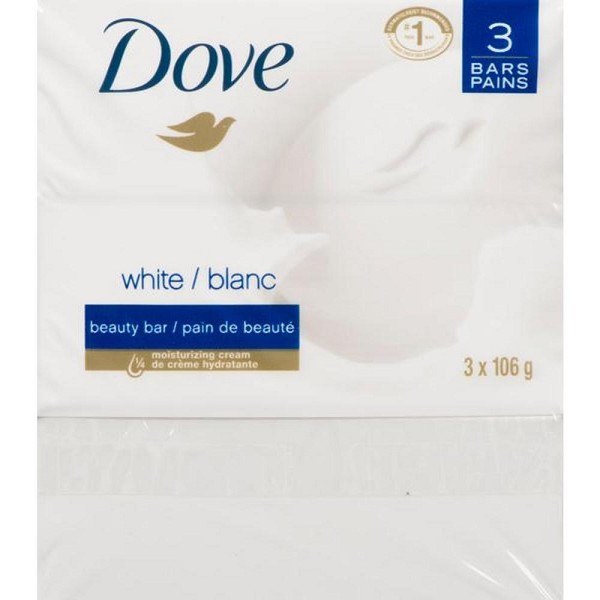 Dove White BEAUTY Bar Soap- 3/pkg (18) (01614)- SOLD BY 3/PKG