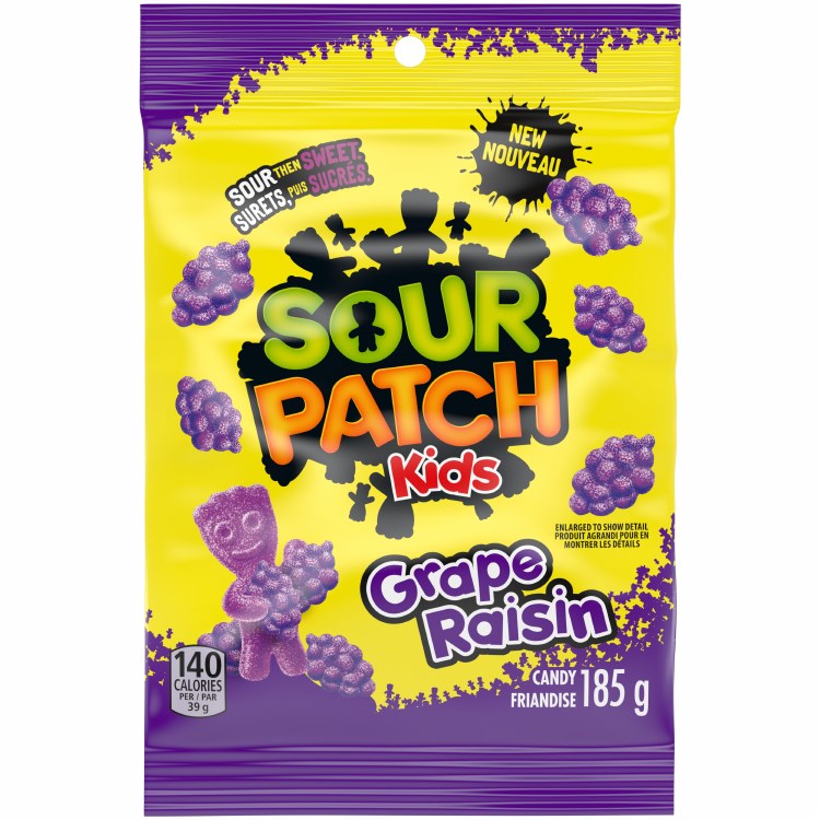 Maynards Sour Patch Kids Grape 154g - peg bag Sold by each  (12)(01796)