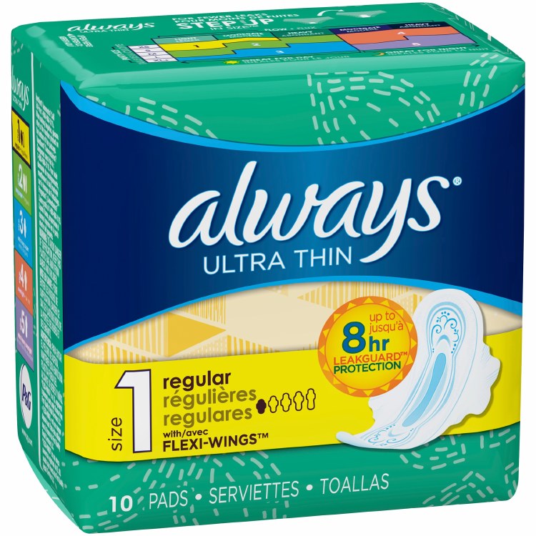 Always Ultra Thin Regular Pads w/ Wings - 10/PKG - (12)(34966)