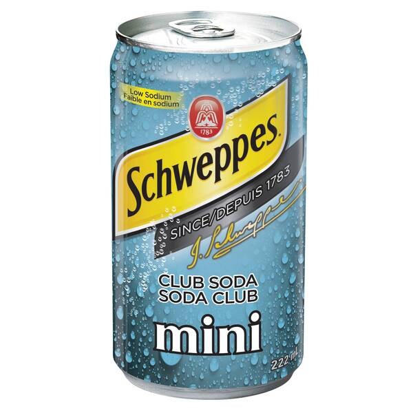 CAN- Schweppes Club Soda 222ml Mini Cans - 4 x 6/pkg (166113)