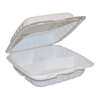 Kays 9 x 9 x 3 Mineral Filled Clamshell **3 COMP** (Recyclable) FST6A - 150/case (00915).
