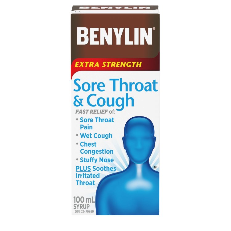 Benylin Extra Strength Sore Throat & Cough 100ml (12) (26419)