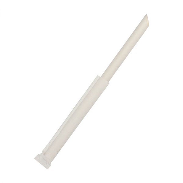 YoCup 9" Colossal (11mil) White Paper-Wrapped Paper Straw w/Spike Tip - 2000/cs